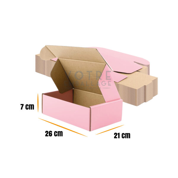 Boite 26x21x7 Carton Rose