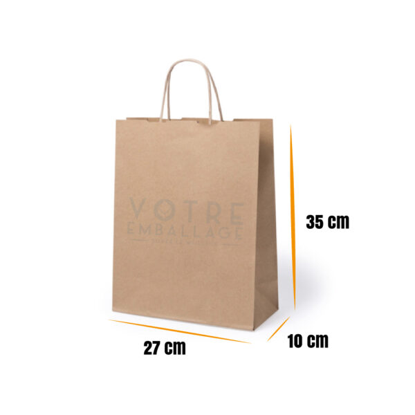 Sac Papier Kraft 27 x 35 x 10 cm avec Poignées Torsadées