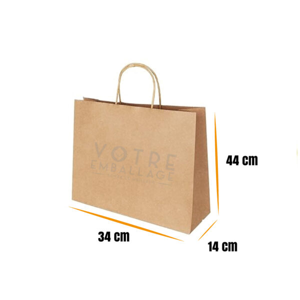 Sac Papier Kraft 34 x 44 x 14 cm avec Poignées Torsadées