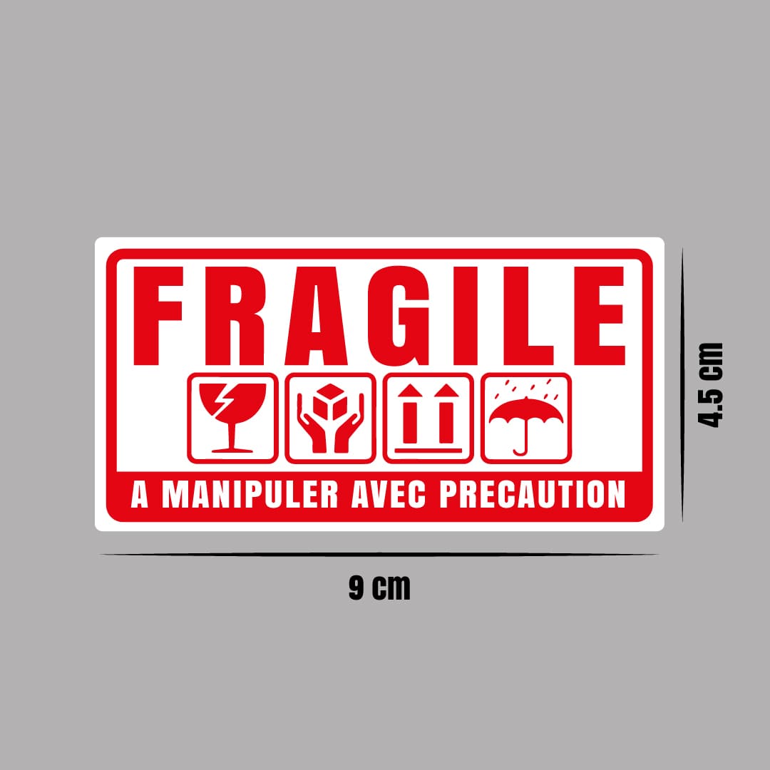 STICKER-FRAGILE Etiquettes Autocollantes Fragile 9x4.5cm - 24 PCS – Image 1